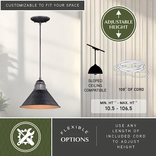 Vaxcel Vaxcel Outland T0349 1-light outdoor pendant black gold 10in 108in cord — product photo