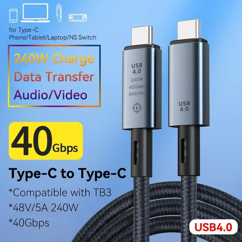 WRIARICH WRIARICH Thunderbolt 4 Cable 0.5M 40Gbps 240W Grey — product photo