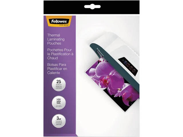 FELLOWES FELLOWES 5200501 Thermal Laminating Pouches Letter 3 Mil Glossy 25 Pack — product photo