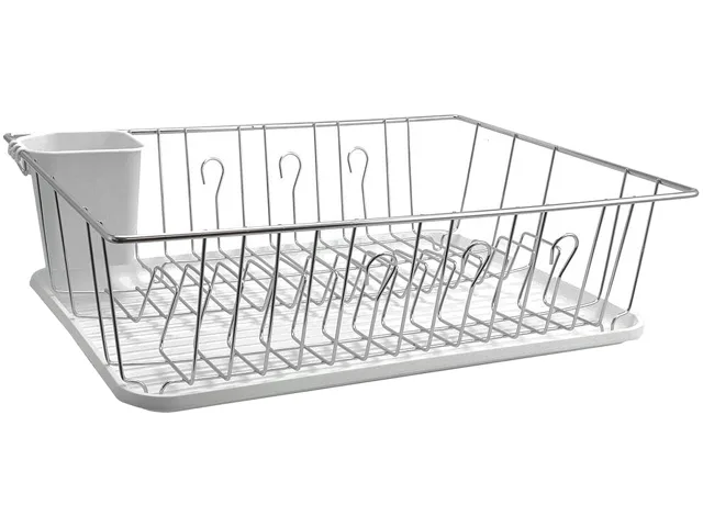 MegaChef MegaChef DR-102 17.5" White Dish Rack 14 Plate Positioners Utensil Holder — product photo