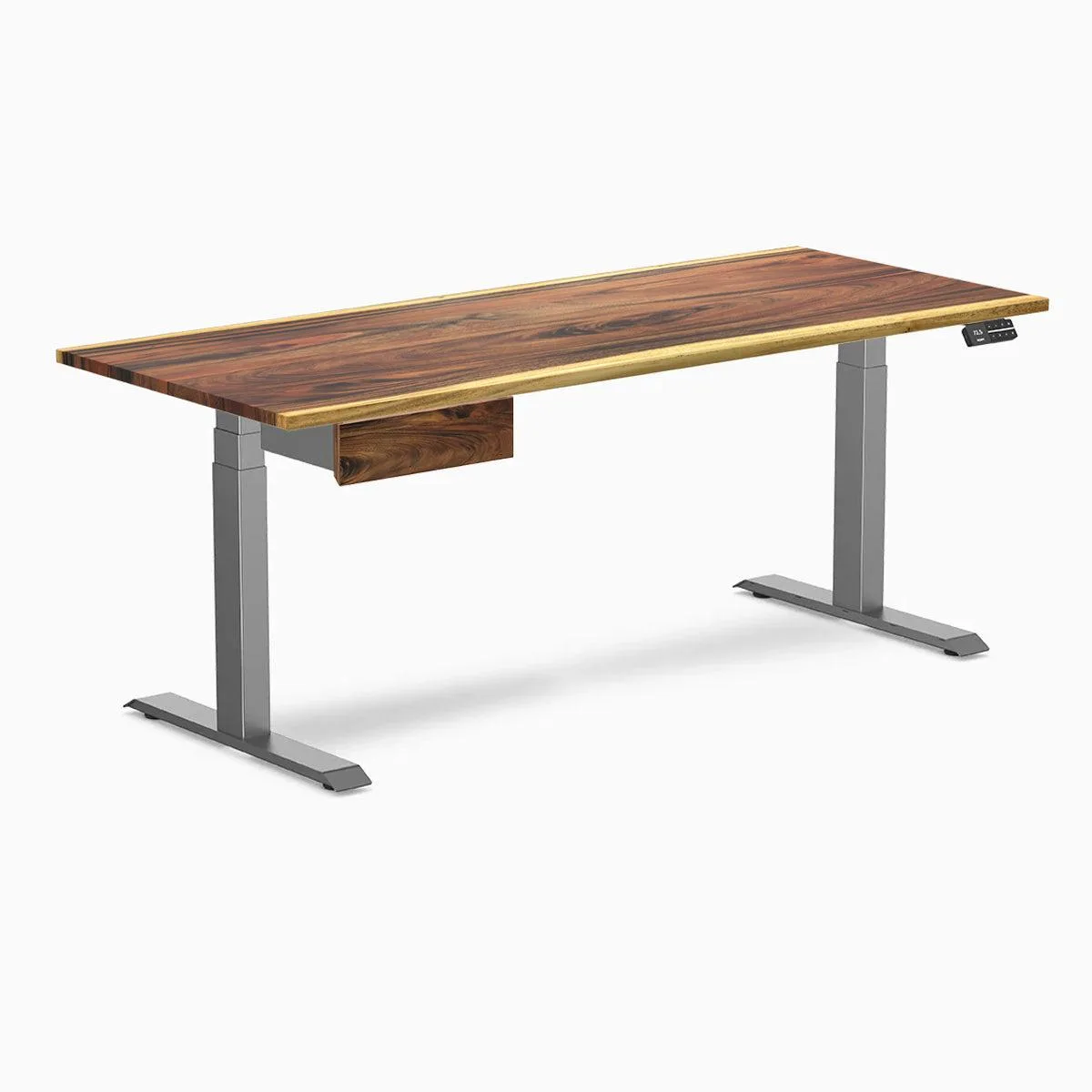 Desky Desky Dual Hardwood Standing Desk With Drawer Saman 72 x 30 in Space Gray — product photo