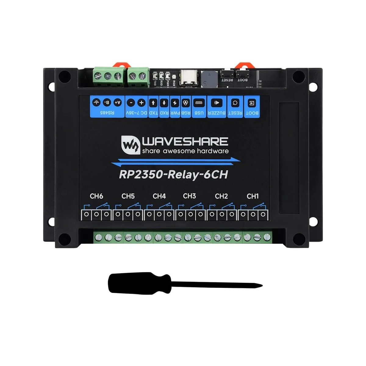 WaveShare WaveShare Industrial 6-Channel RP2350 Relay Module 2 in 1 accessory — product photo
