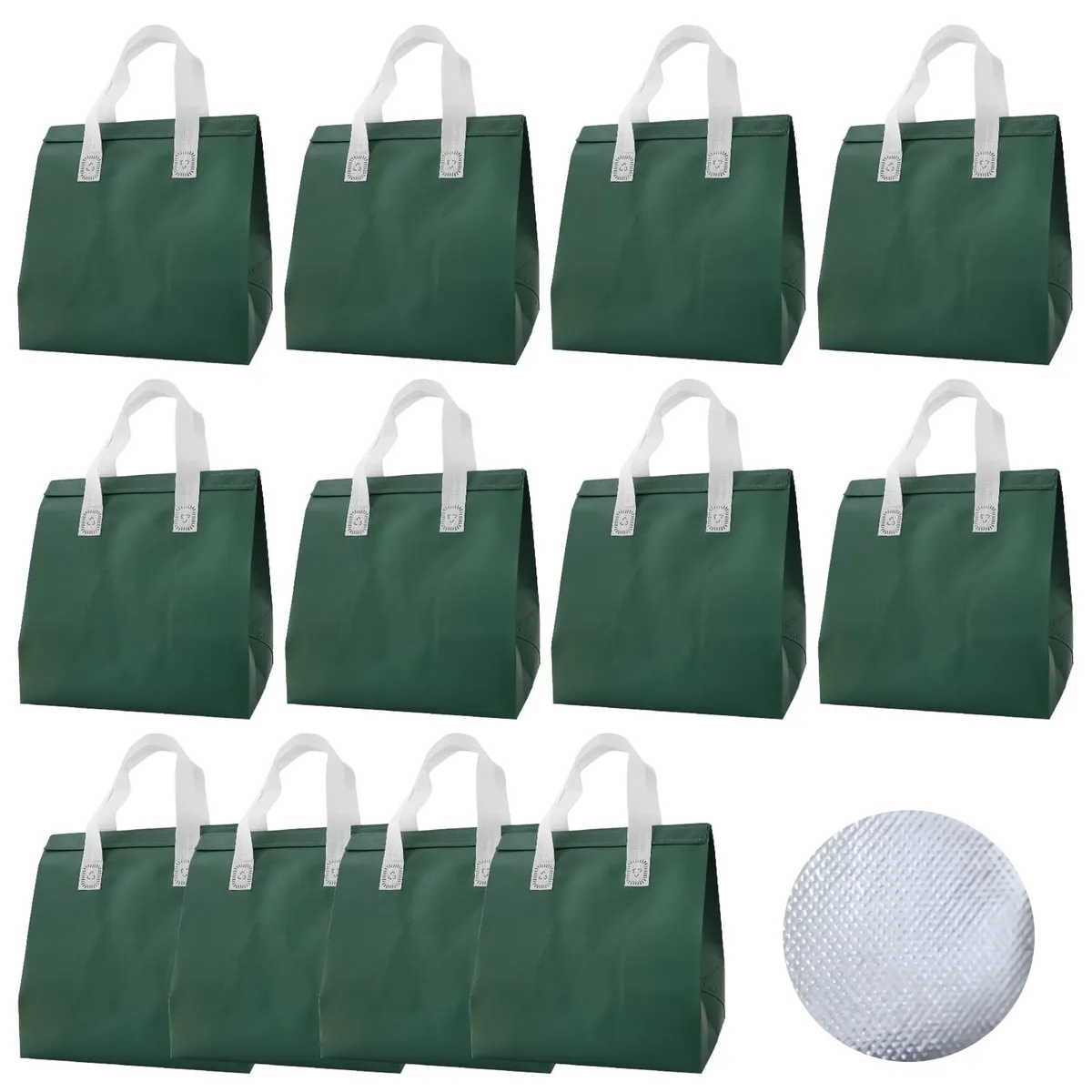 No Sew No Sew Green Disposable Insulated Bags 12pcs Dark Green — product photo