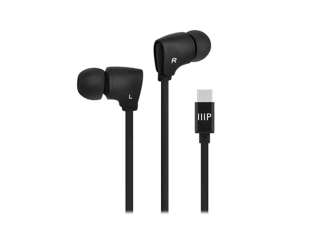 Monoprice Inc. Monoprice 147396 USB-C Earbuds 10mm Drivers Black — product photo