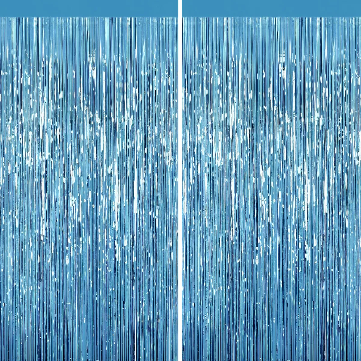  Light Blue Tinsel Backdrop 2 Pack Foil Fringe Curtains — product photo