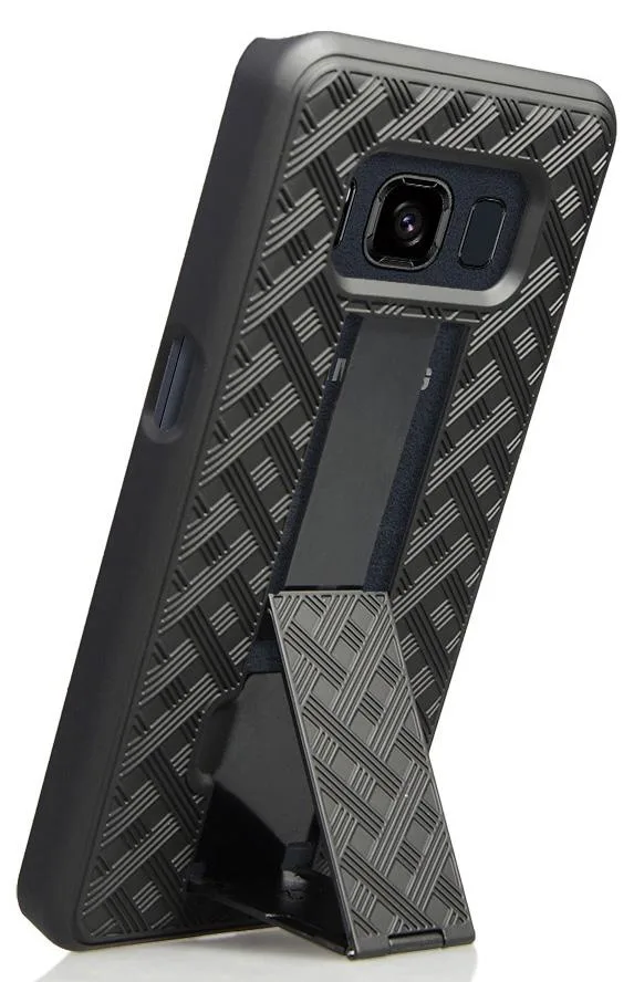 Nakedcellphone Nakedcellphone Ribbed Slim Case with Kickstand for Samsung Galaxy S8 Active SM-G892 Black — product photo
