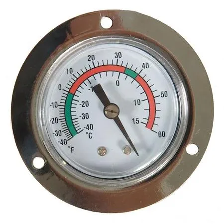 Analog panel thermometer stainless housing polycarbonate lens 20 ft cable nickel probe