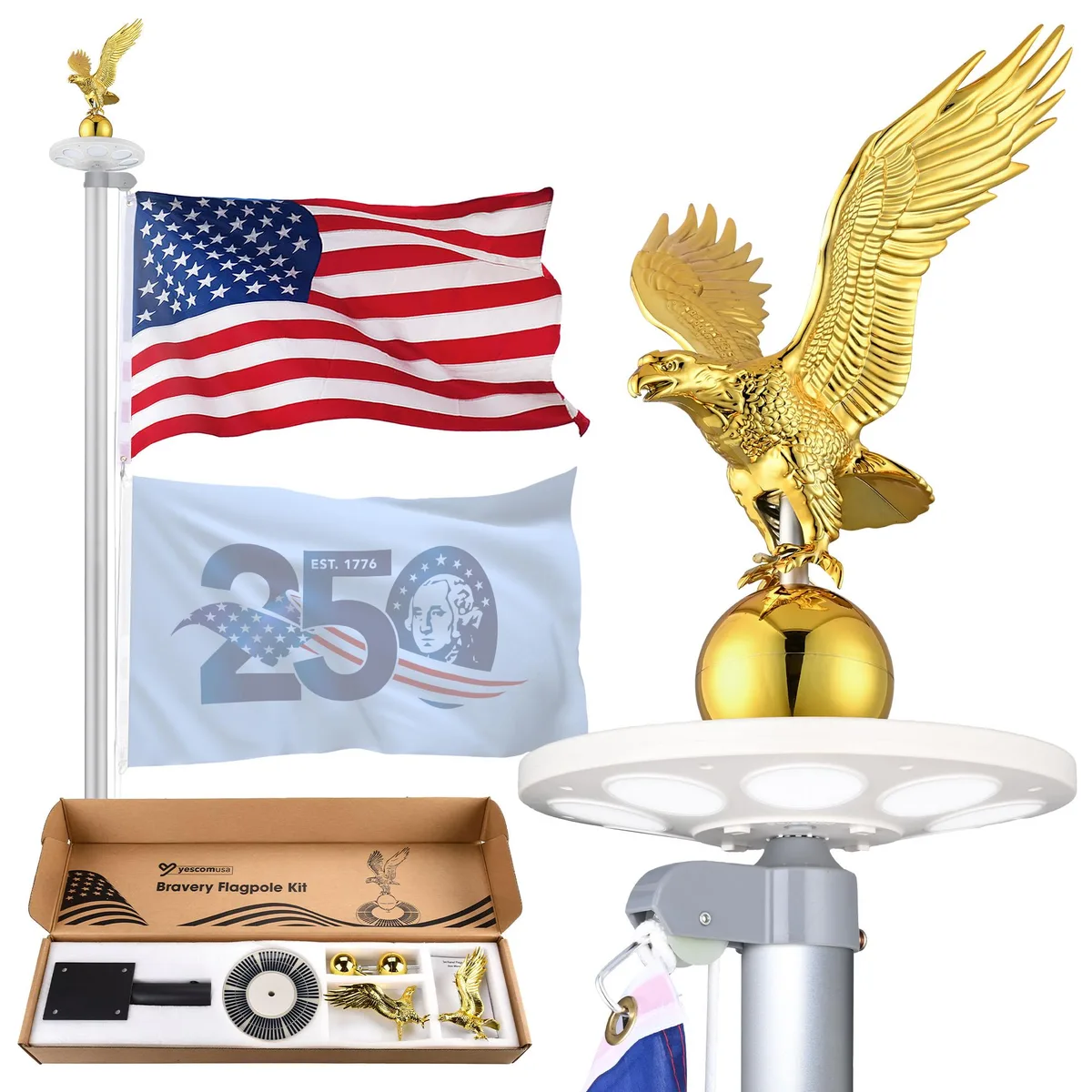 Yescom USA, Inc. Yescom USA, Inc. 22FLP021-MEGA25-11 25 ft 13 gauge flag pole kit — product photo