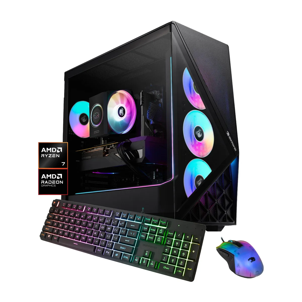 iBUYPOWER iBUYPOWER SBA7R77XT01 gaming PC AMD Ryzen 7 8700F Radeon RX 7700 XT 12GB 16GB DDR5 1TB NVMe — product photo