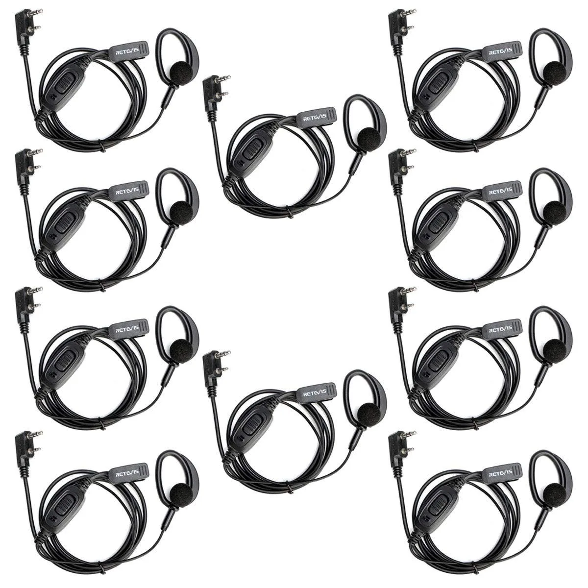 KEHIPI KEHIPI EEK008 2-pin earpiece with mic, soft earhook, 10 pack — product photo