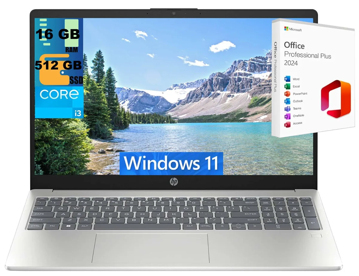HP HP 15 laptop Intel Core i3-N305 8-core 16GB 512GB PCIe SSD 15.6 FHD — product photo