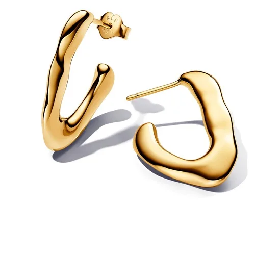 PANDORA PANDORA Organically V-Shaped Open Hoop Earrings 14k gold-plated — product photo