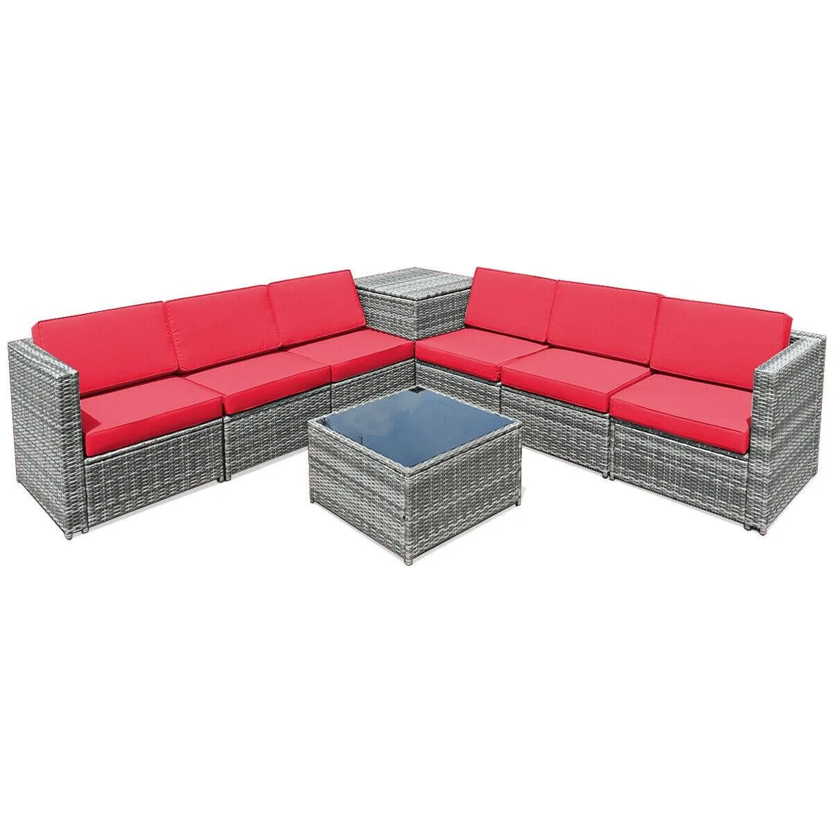 SlickBlue SlickBlue 8 Piece Wicker Rattan Sectional Set Red 163 lbs — product photo