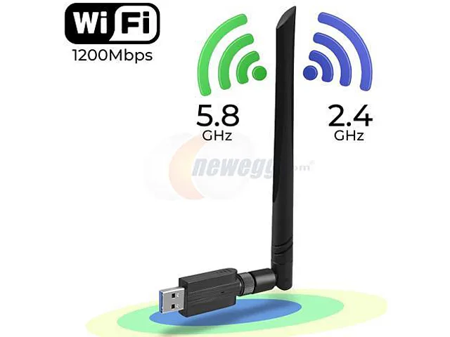 Corn Electronics Corn Electronics 1200Mbps USB Wi-Fi Adapter AC1200 Dual Band 2.4/5.8GHz 2dBi Antenna Gray — product photo
