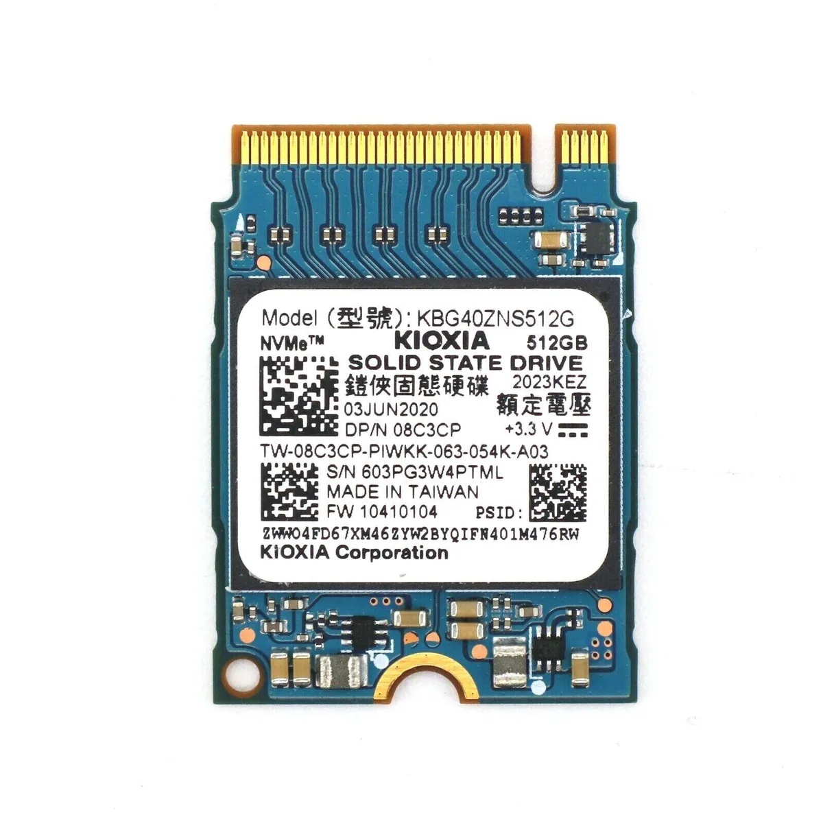 Toshiba Toshiba Kioxia BG4 512GB 2230 M.2 NVMe internal SSD — product photo