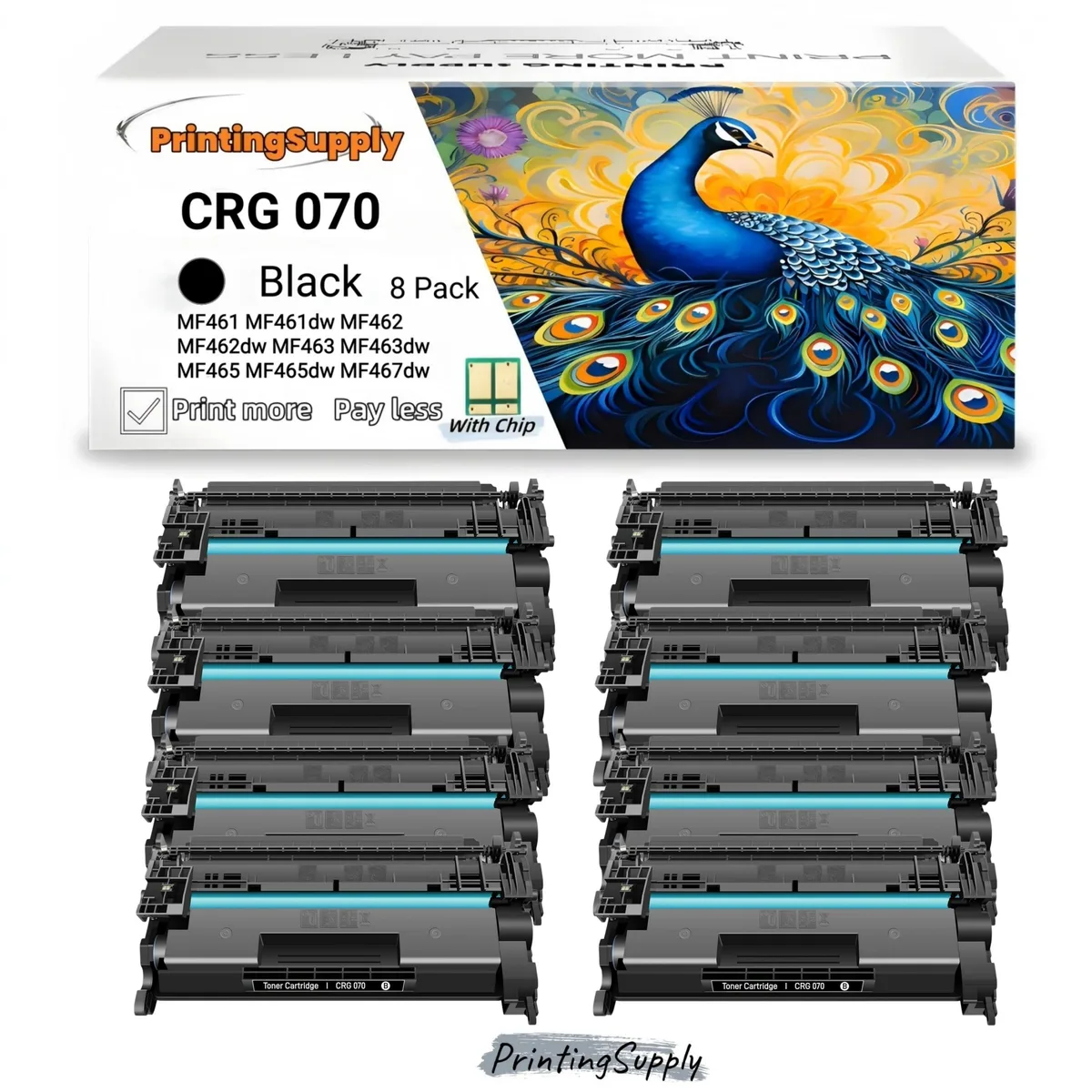 Aster Graphics Inc Aster Graphics Inc 070 Black Toner Cartridge 8 Pack 3000 Pages — product photo