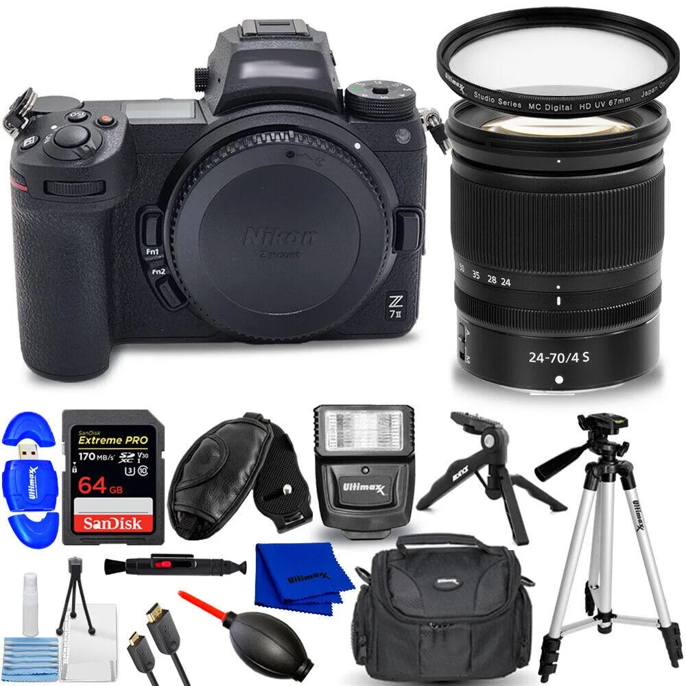 Nikon Global Nikon Z 7II Compact Mirrorless Camera 24-70mm f/4 S Lens 64GB Bundle — product photo