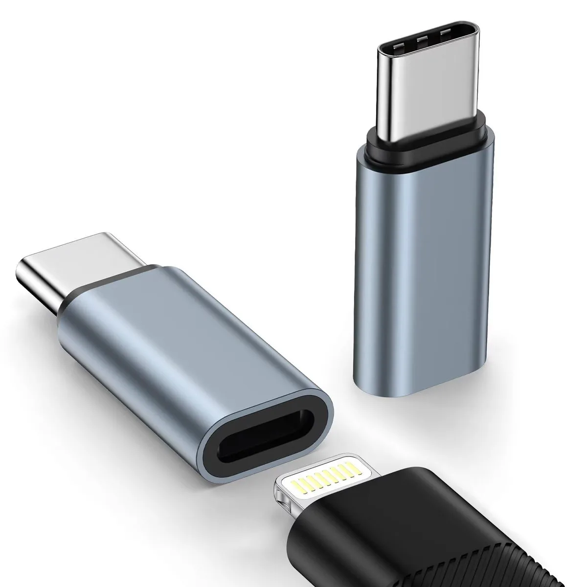  kigpozi YK03W05 Lightning to USB-C Adapter 2-Pack Gray — product photo