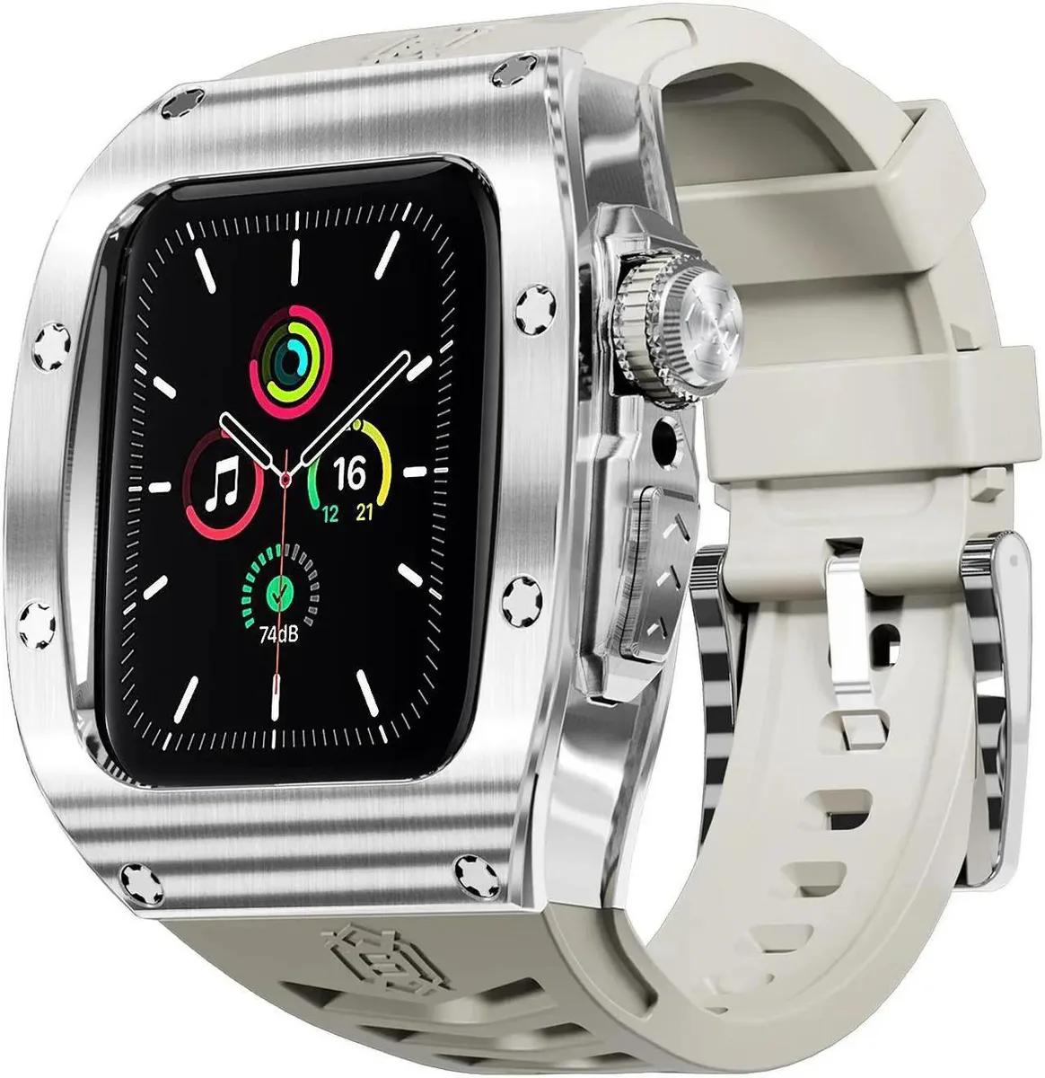 SMUGDESK SMUGDESK Apple Watch Case 44mm/45mm White Stainless Steel Silicone Band — product photo
