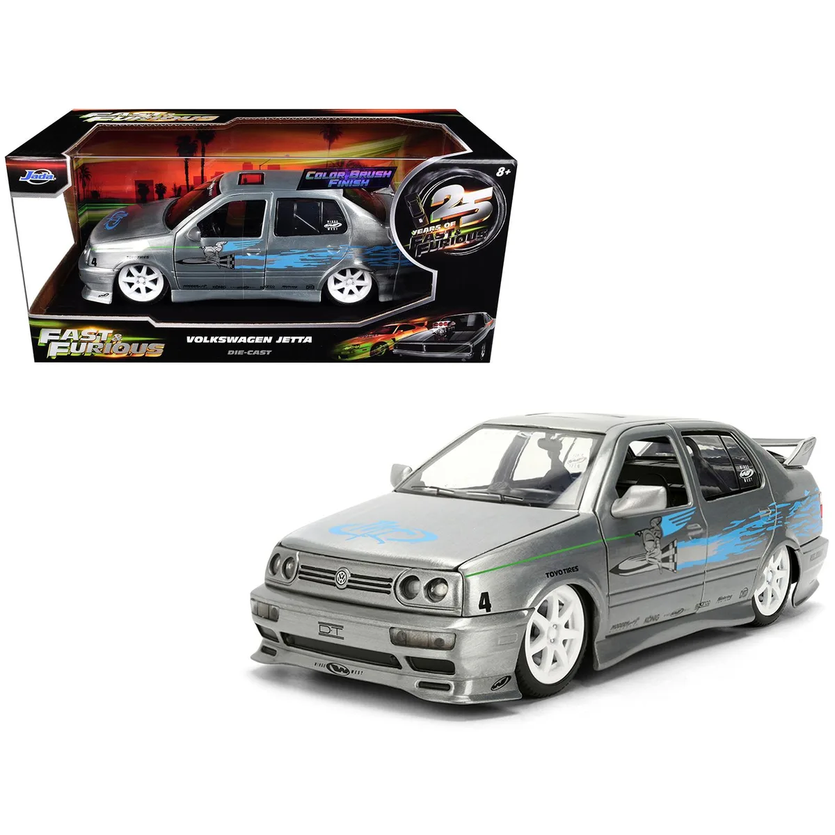Jada Jada Volkswagen Jetta Raw Metal Brush Finish 25 Years Fast &amp; Furious 1/24 Diecast Hobby Collectible — product photo