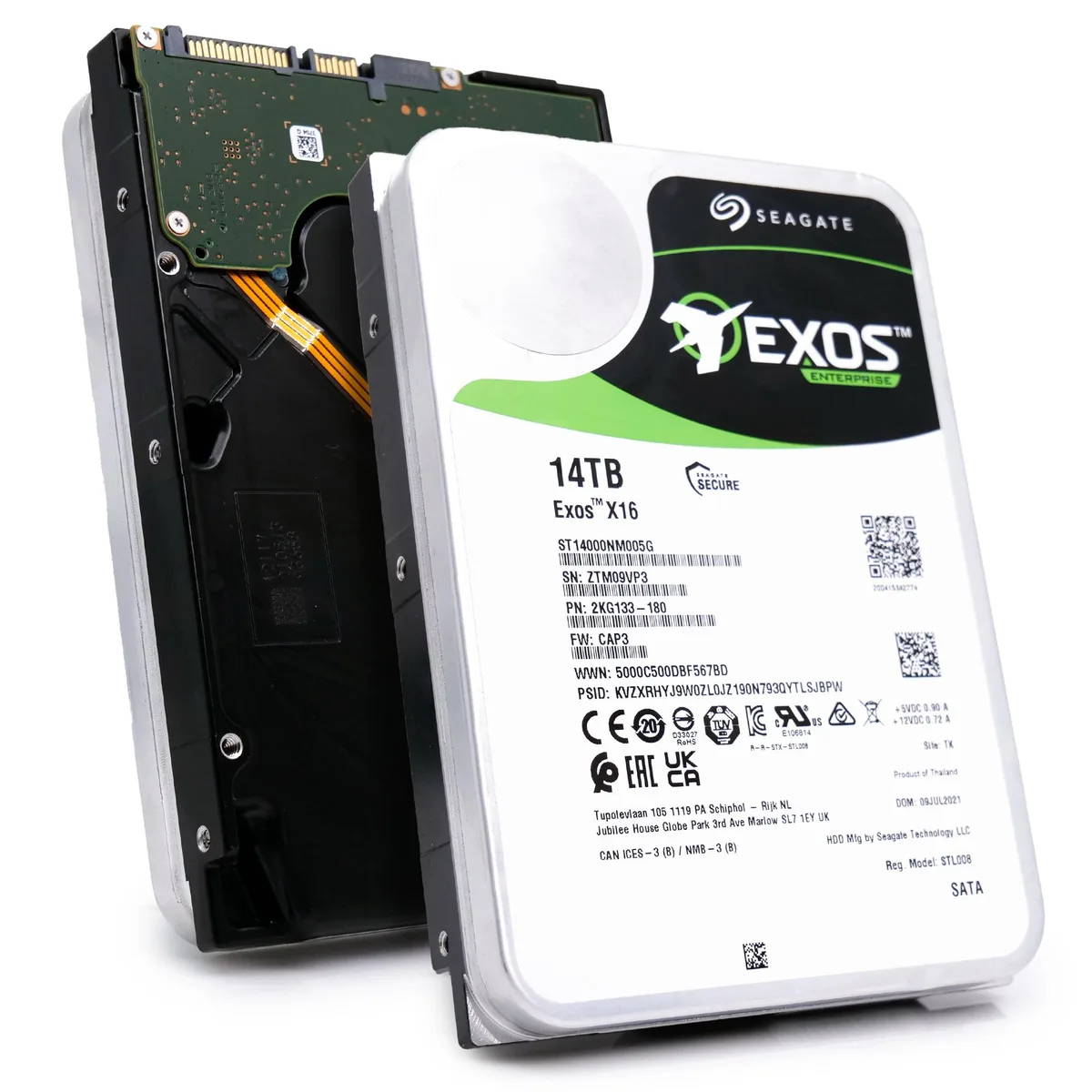 Seagate Seagate Exos X16 ST14000NM005G 14TB 7.2K RPM SATA 6.0Gb/s 512e CMR 3.5in internal hard drive — product photo