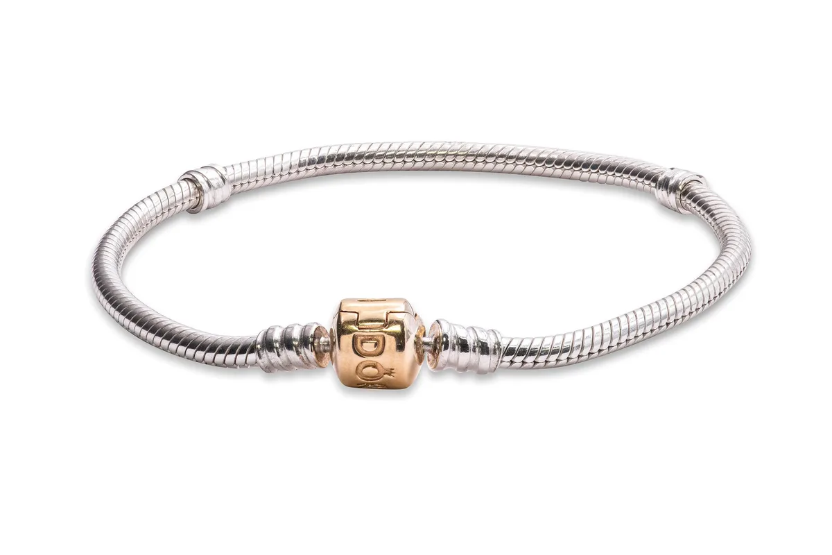 PANDORA PANDORA sterling silver charm bracelet with 14K gold clasp — product photo