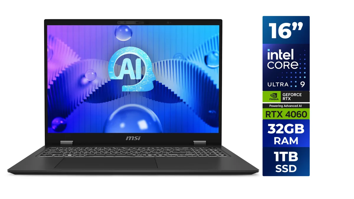 MSI MSI Prestige 16 AI Studio B1VFG-020US laptop Core Ultra 9 185H RTX 4060 32GB 1TB — product photo