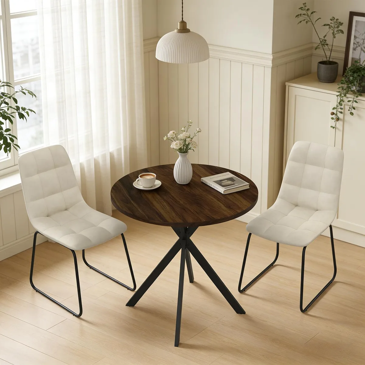 domusdisn domusdisn 31.5" Round Dining Table &amp; 2 Chairs Gray/Brown — product photo