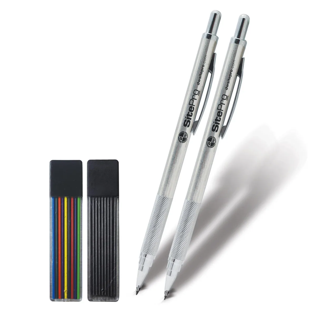 SitePro SitePro Mechanical Drafting Pencil 2.0 mm 2 pencils 2 leads Silver — product photo