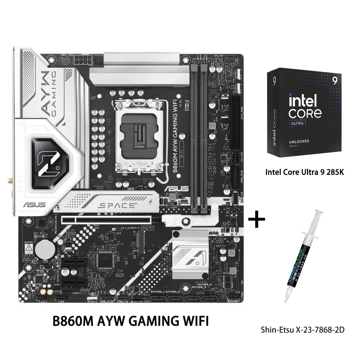 ASUS ASUS B860M AYW GAMING WIFI + Ultra 9 285K Intel motherboard combo — product photo