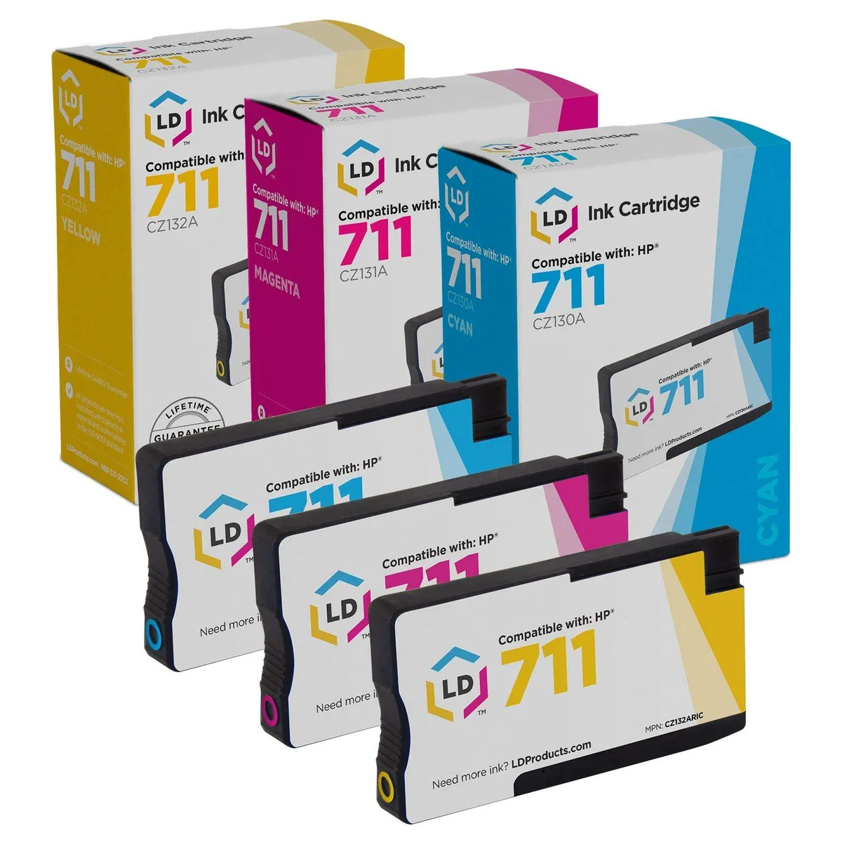 LD Products LD Products HP 711 Cyan Magenta Yellow 3-Pack Ink Cartridge — product photo