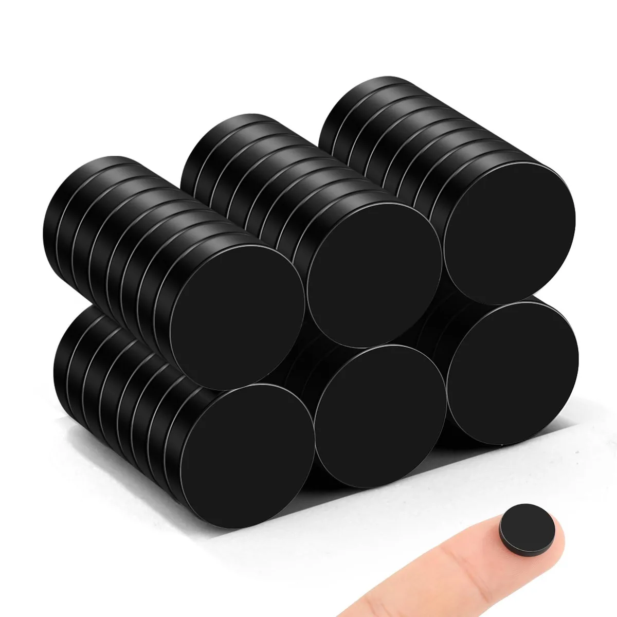 Black neodymium disc magnets 8x2mm in plastic case 50 pieces