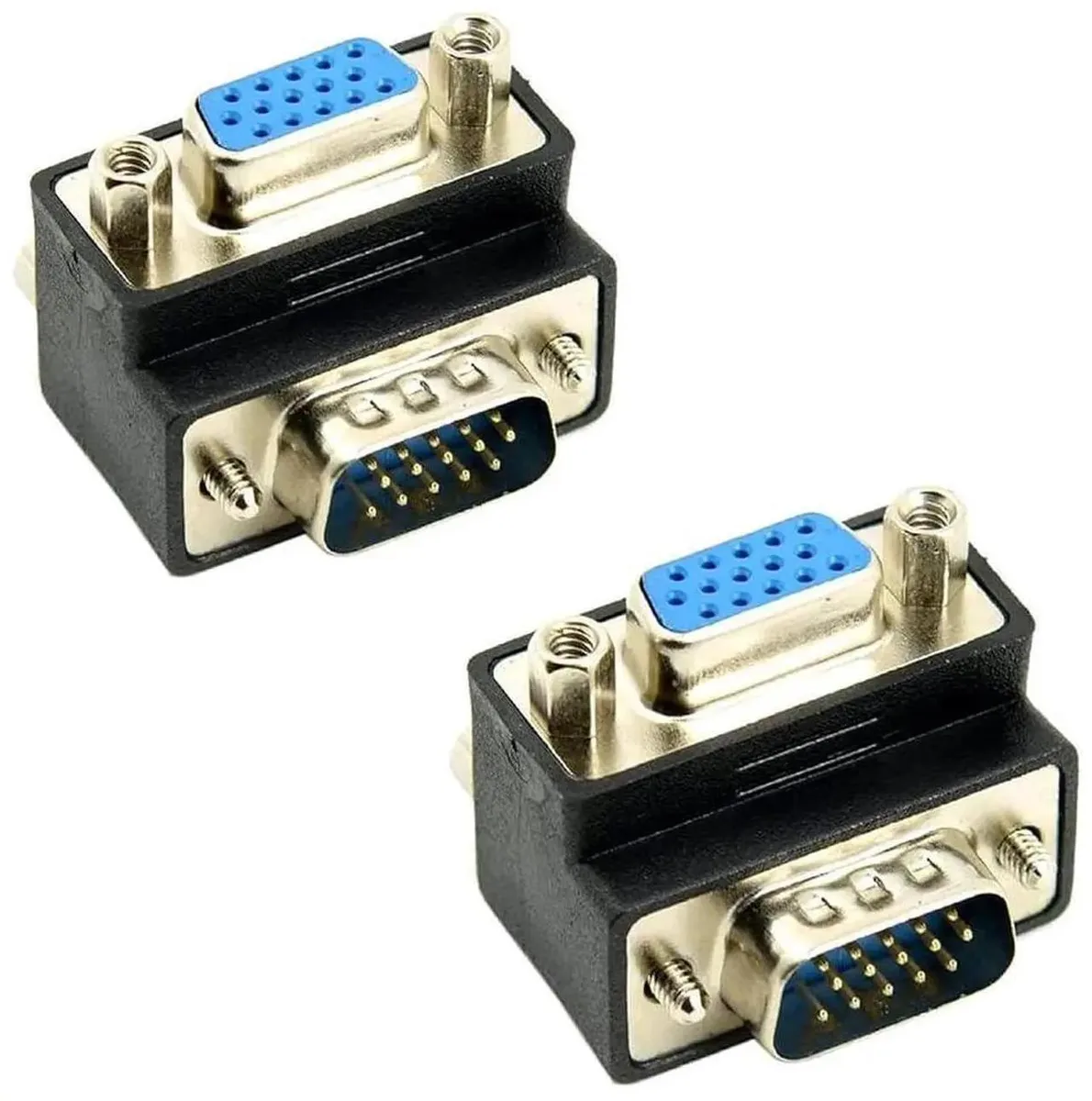 SMUGDESK SMUGDESK 2Pack Down Angled 90 Degree 15Pin VGA Male to Female Adapter — product photo