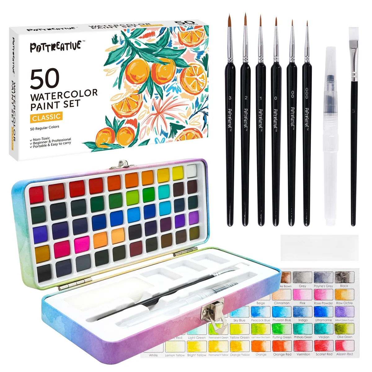  MCOOH WPS Watercolor Painting Kit 50 Colors Metal Case — product photo