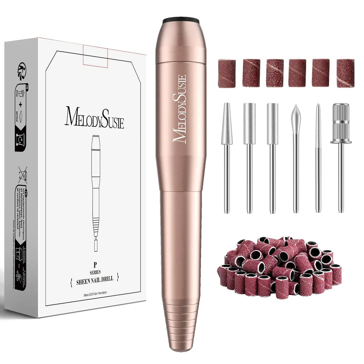  MelodySusie Gold Portable Electric Nail Drill Set PC120I 20000 rpm Gold — product photo