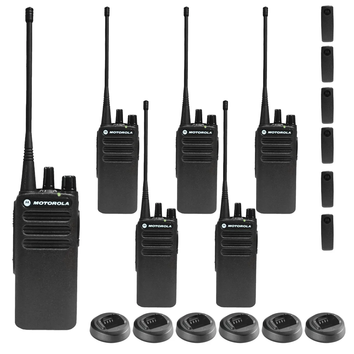 Motorola Motorola CP100D Analog UHF Non-Display Two-Way Radio 16 Channel 4 Watt 6 Pack Bundle — product photo