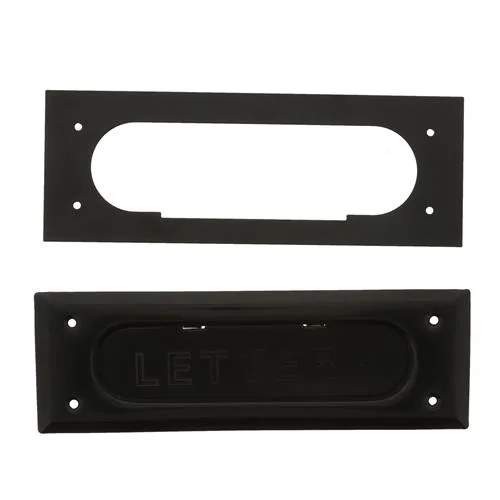 Black aluminium spring-loaded letter flap for screen or storm doors