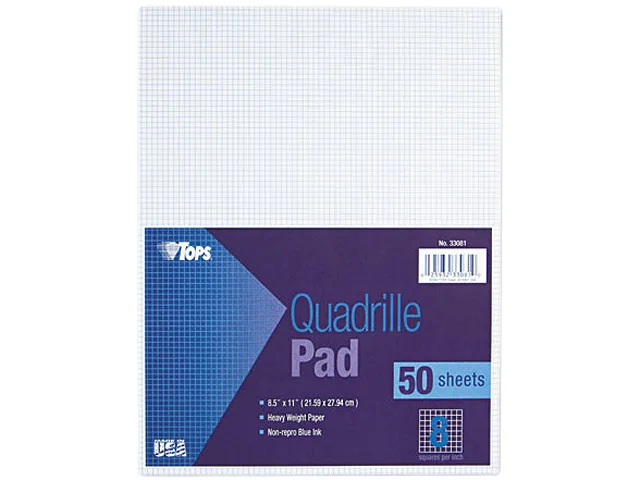 TOPS TOPS 33081 Quadrille Pad 8 sq/in 11 x 8.5 White 50 Sheets — product photo