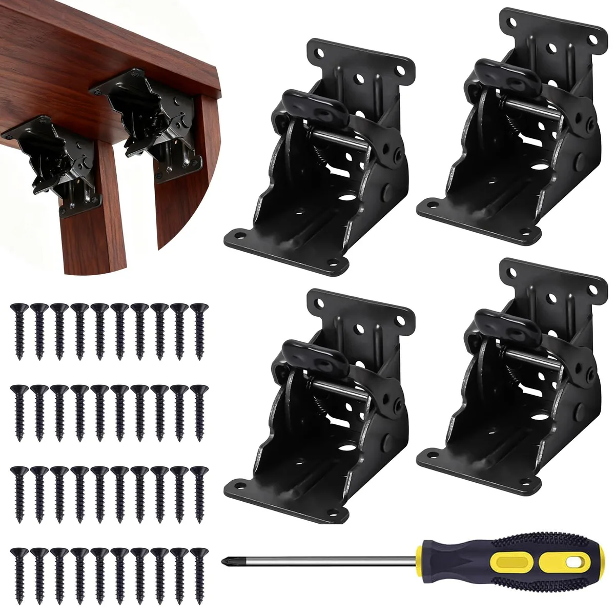 Soleeya 4 Pack Folding Brackets 90° Self-Locking 500 lbs — product photo