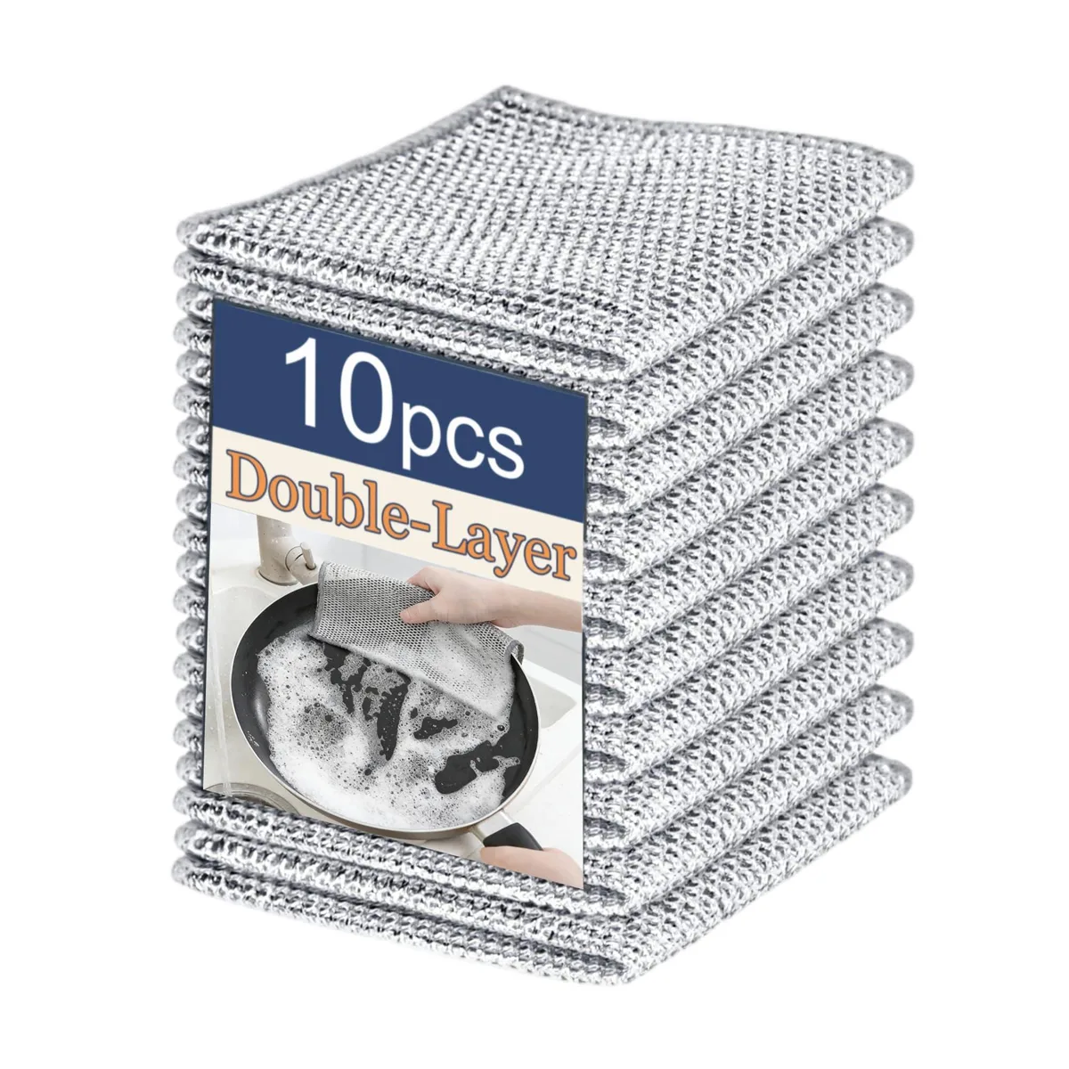 Pack of ten square silver mesh cloths 7.87 inches each side