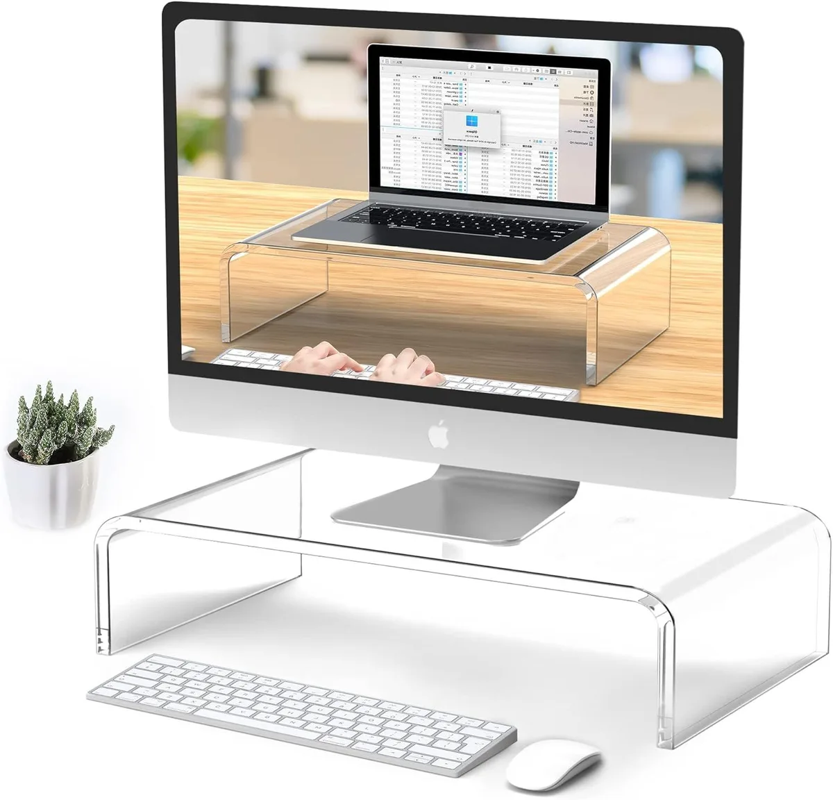 PISKEKAT PISKEKAT Acrylic Monitor Stand Clear 55 lb server rack — product photo