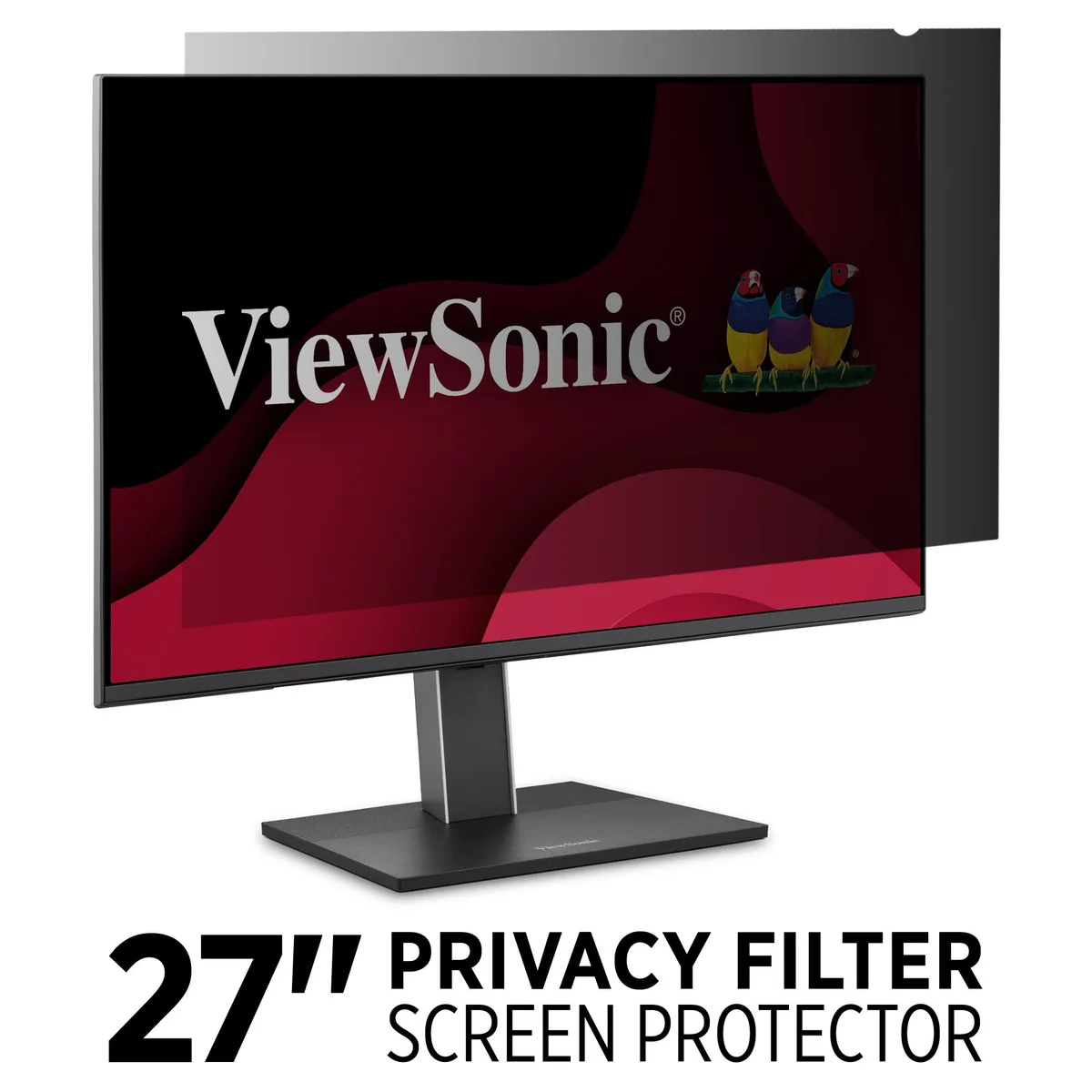 Black rectangular privacy filter for 27 inch monitor with anti-glare finish
