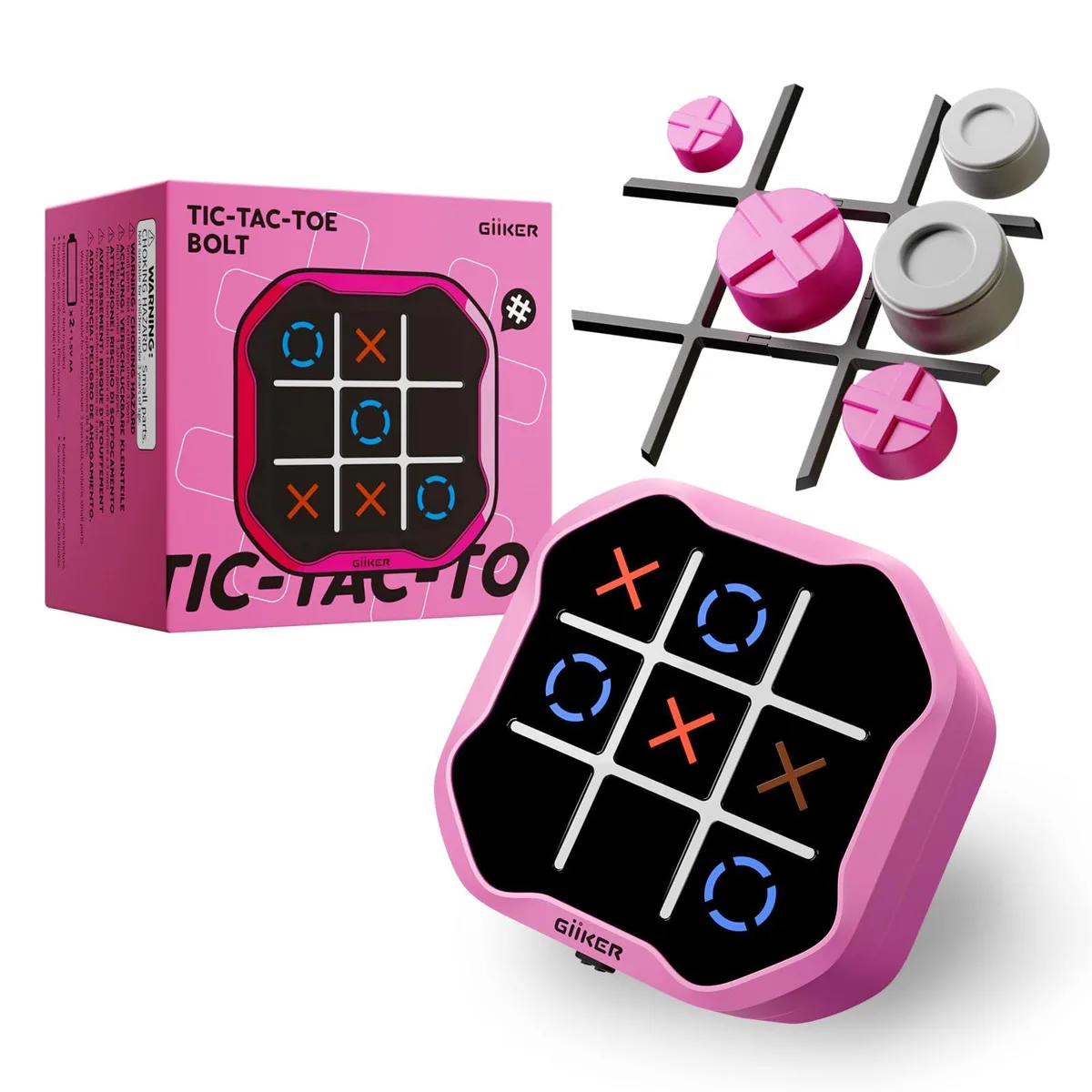  Worry Free Gadgets JKJZQ001 Tic-Tac-Toe Bolt Game 3-in-1 Handheld Pink — product photo