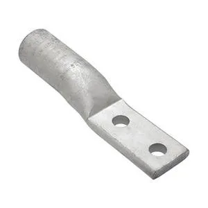 Burndy aluminium compression terminal, two-hole, ruby colour code, straight tongue