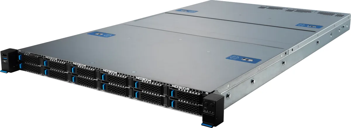 MSI MSI S1206-01 1U barebone server, dual EPYC 9004, 12 NVMe/SAS/SATA bays — product photo
