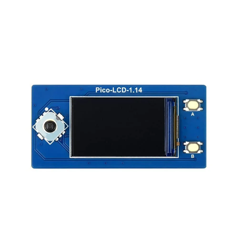 Small rectangular LCD module with 1.14 inch IPS screen showing 240 by 135 pixels in 65K colours
