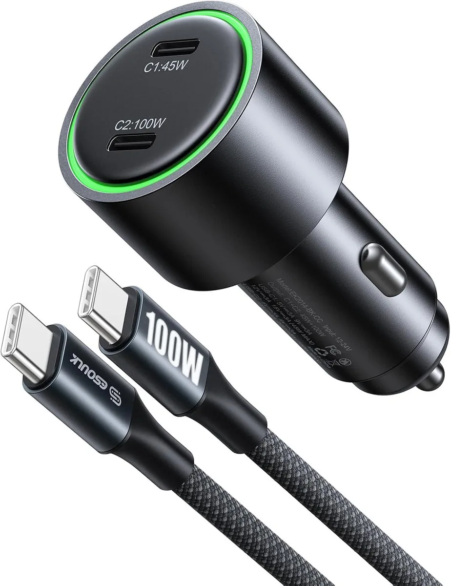Hamzan Hamzan 145W USB-C Car Charger Dual Port with 6ft 100W Cable — product photo