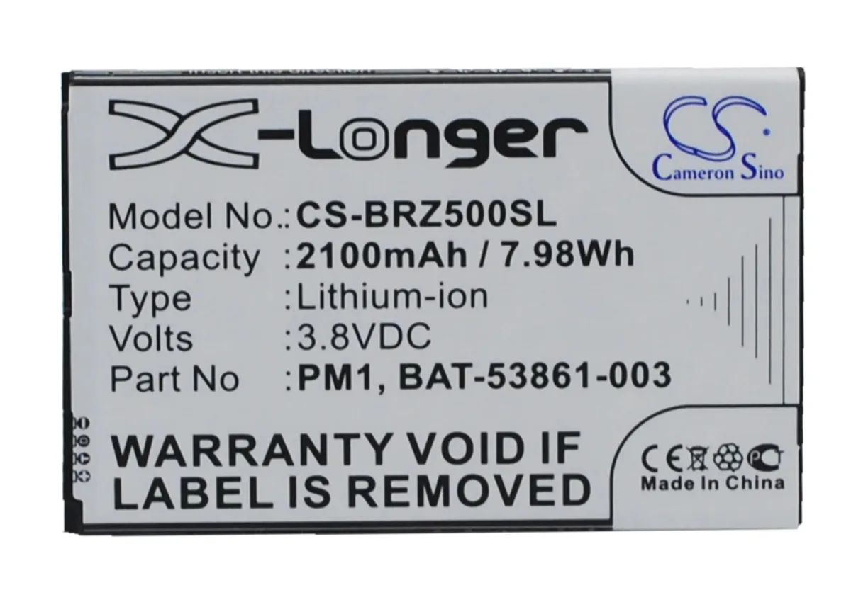 Small rectangular replacement battery, matte black finish, labelled for Blackberry Z5