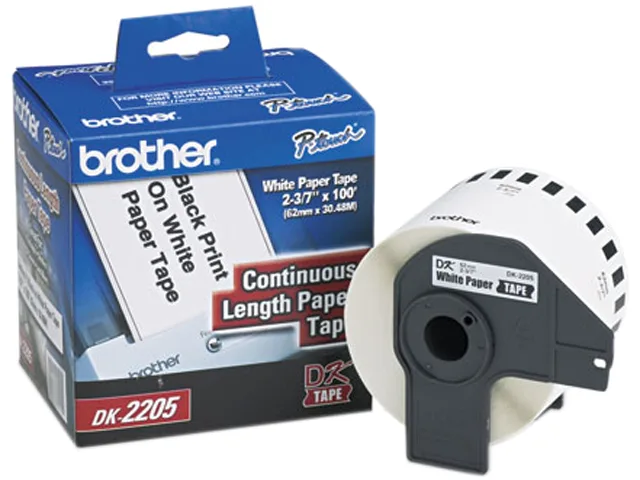 Brother Brother DK2205 Continuous White Label Tape 2.4" x 100 ft 62mm — product photo