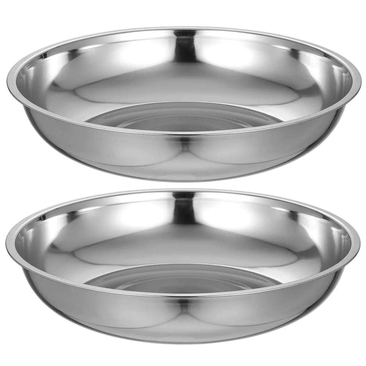 Two silver stainless steel weighing trays square with raised edges 25.6cm wide
